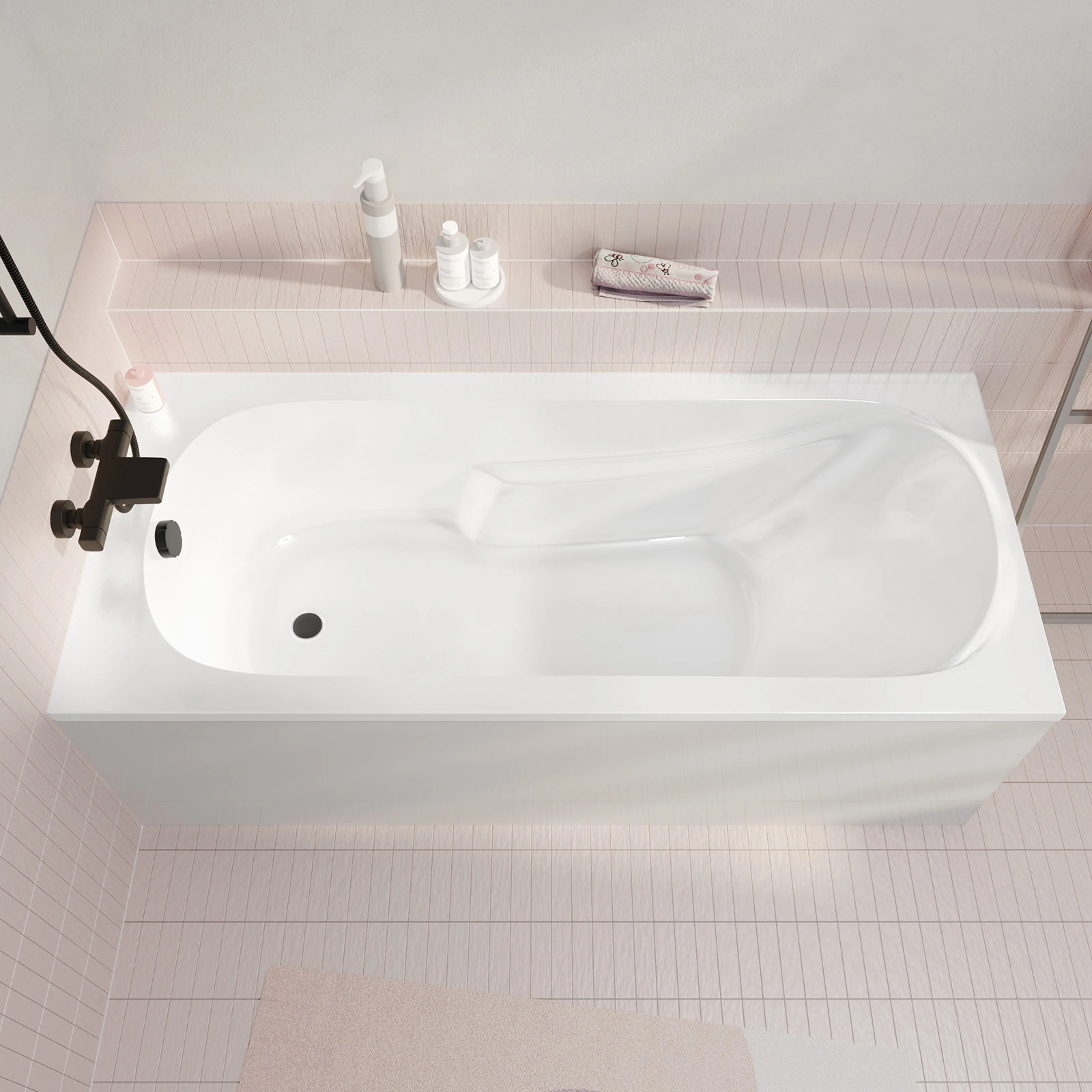 Baignoire rectangulaire 170x70x54cm - Acrylique et ABS Blanc - Dossier et accoudoirs intégré
