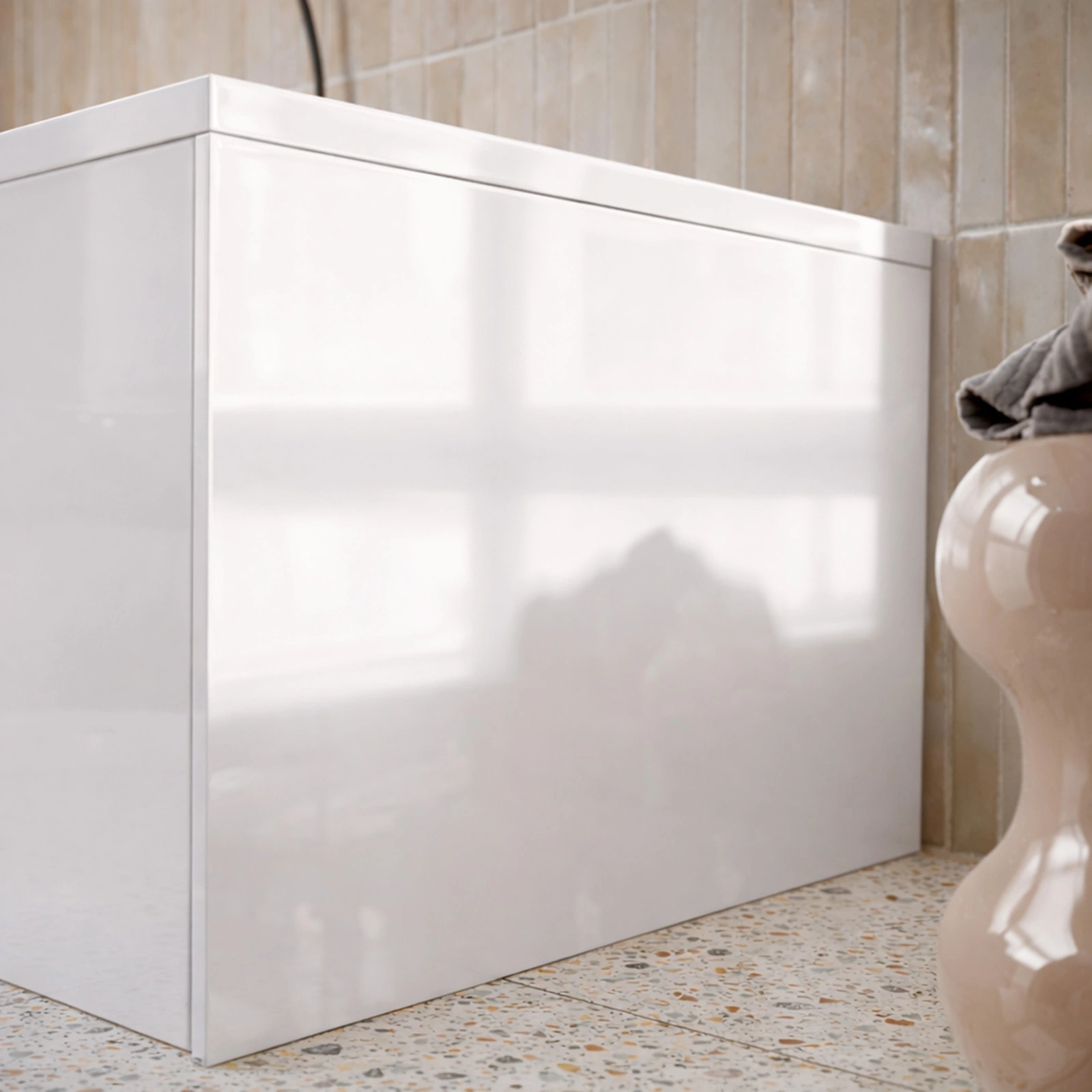 Tablier de Baignoire Blanc Brillant 80x50x2.5 cm - Acrylique et ABS