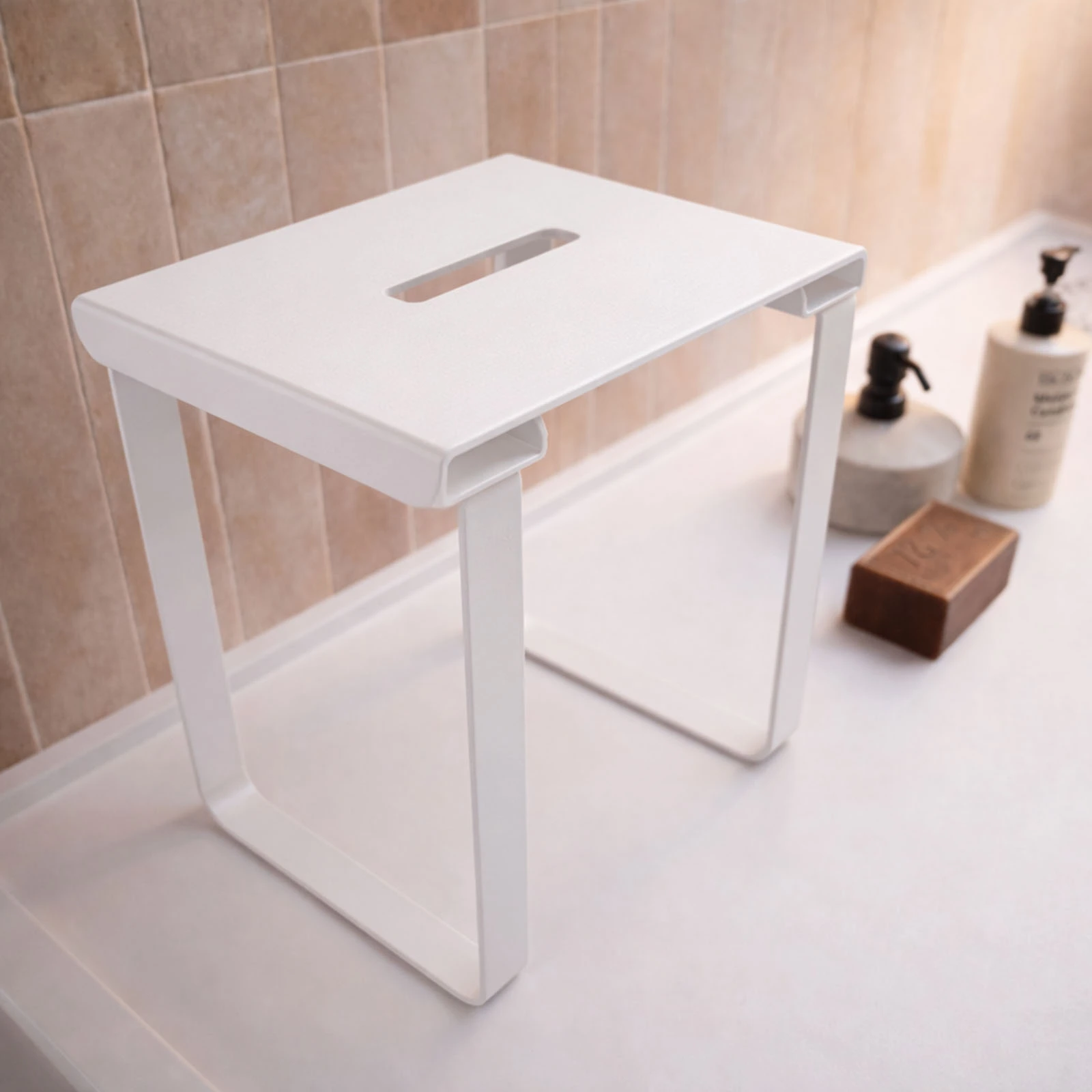 SIEGE DE DOUCHE EN INOX BLANC MAT - 40x30x46 cm