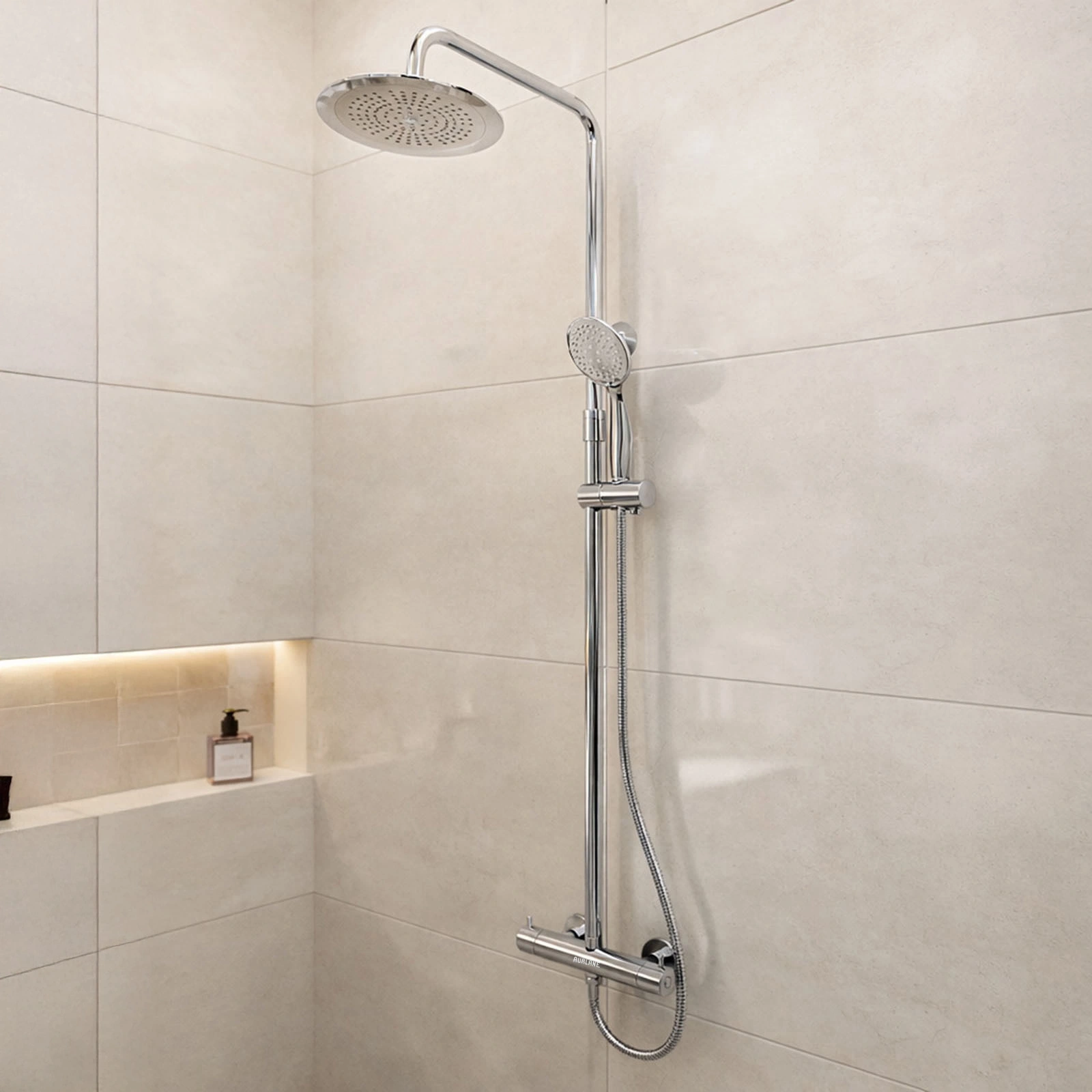 Colonne de douche Thermostatique finition Chrome 133x26x52 cm - MOLLY CHROME