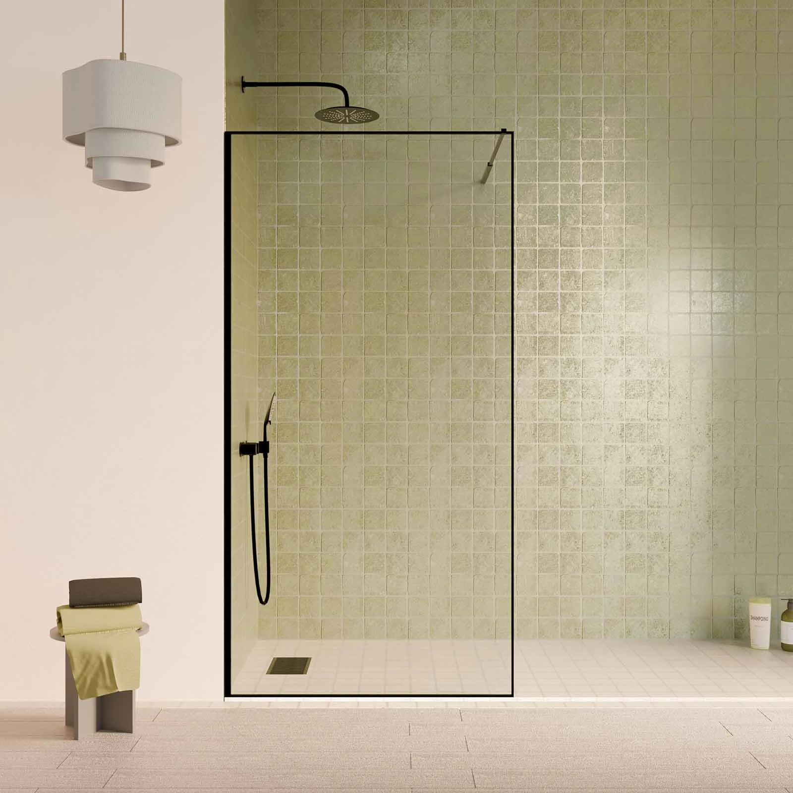 Paroi de Douche 100x200cm - Verre Anticalcaire - Encadrement Ultra-Fin - Finition Noir Mat - LEA