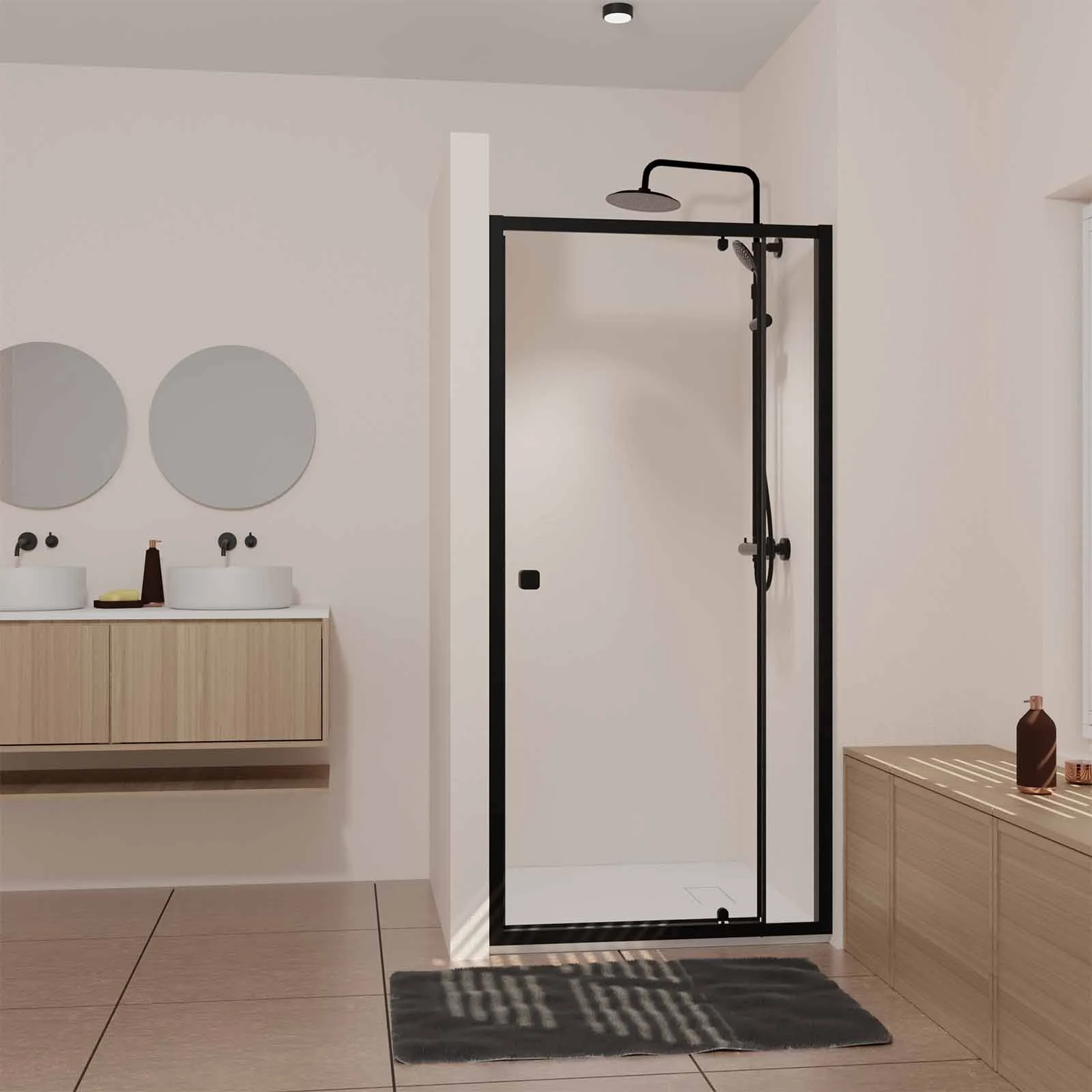 Porte de douche Pivotante Noir 80-90x185cm - Extensible de 78 à 90 cm - BLACK SLIDE 80 90