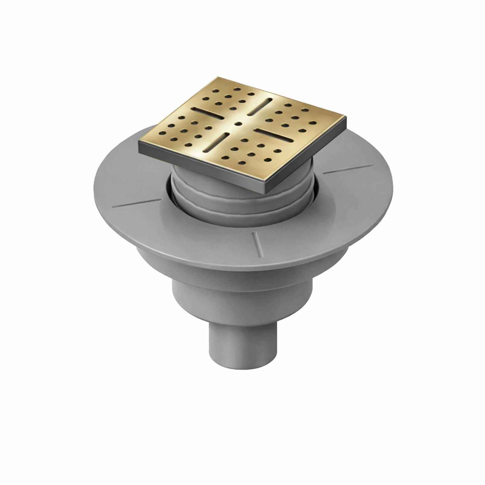 Bonde à sortie VERTICALE pour receveur à carreler RAINY - Grille Inox Dorée