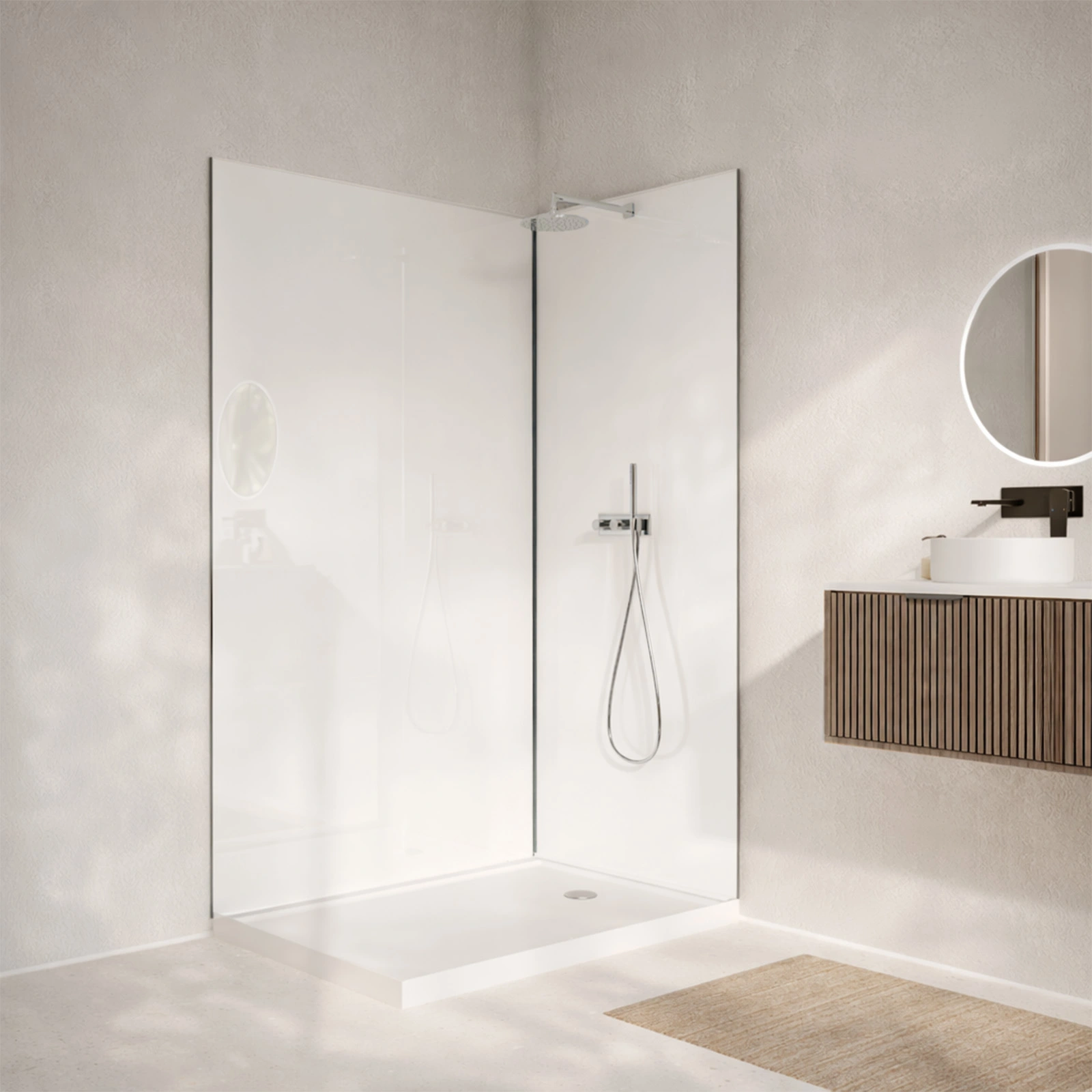 Lot 2 panneaux muraux aluminium Blanc 80 et 120 x 250 cm avec profilés chrome - WALL'IT