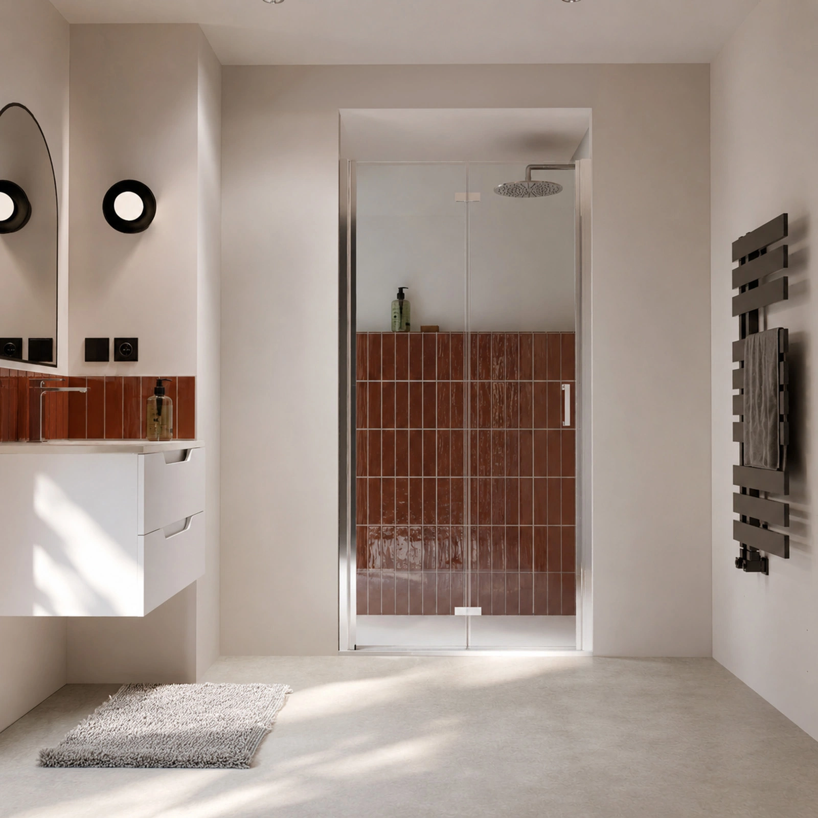 Porte de douche pivotante pliante double sens avec charnières 90x195 cm - Profilé Chrome