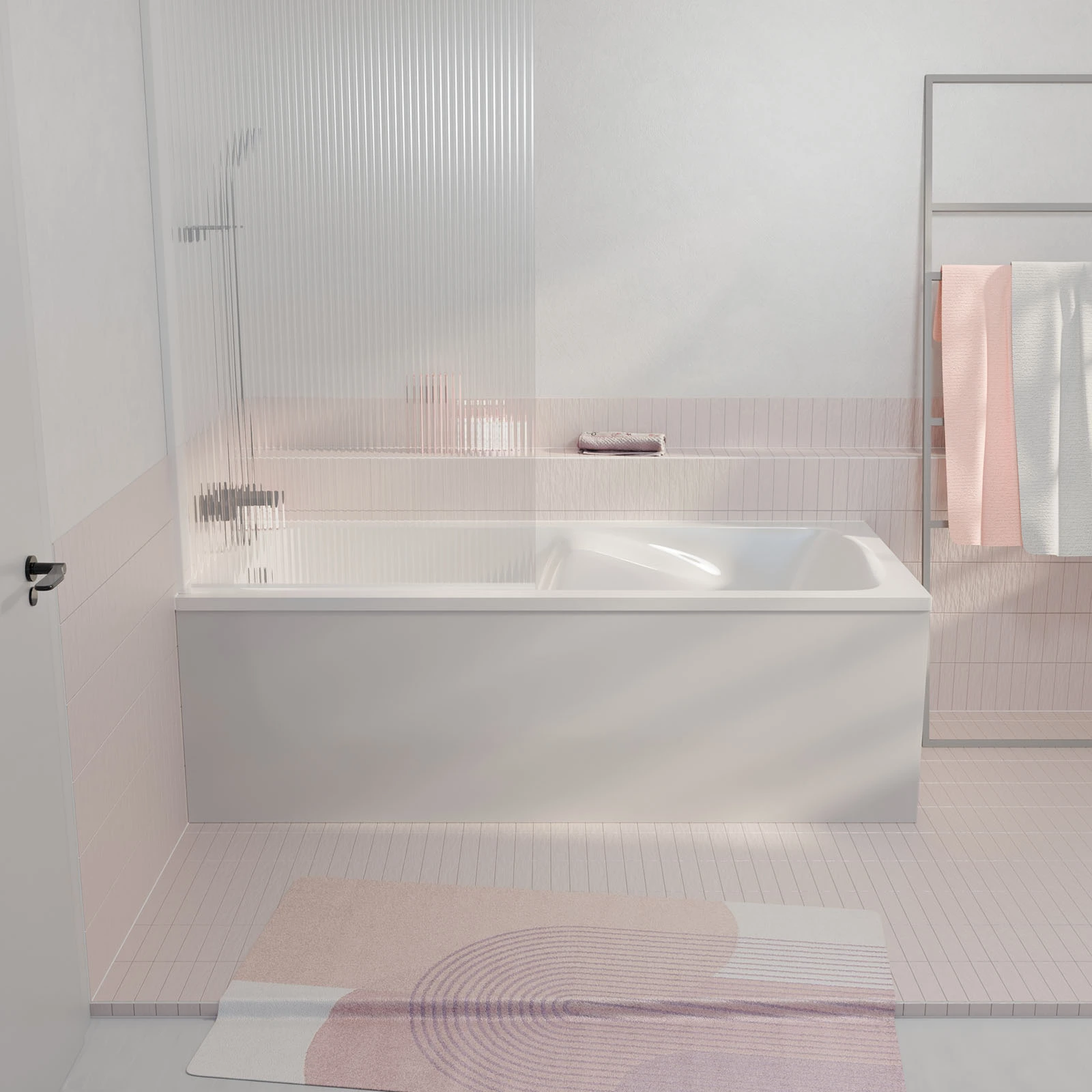 Pack Baignoire 170x75cm avec Zone Douche et Tabliers recoupables de 180 et 80cm Blanc Brillant - MAE