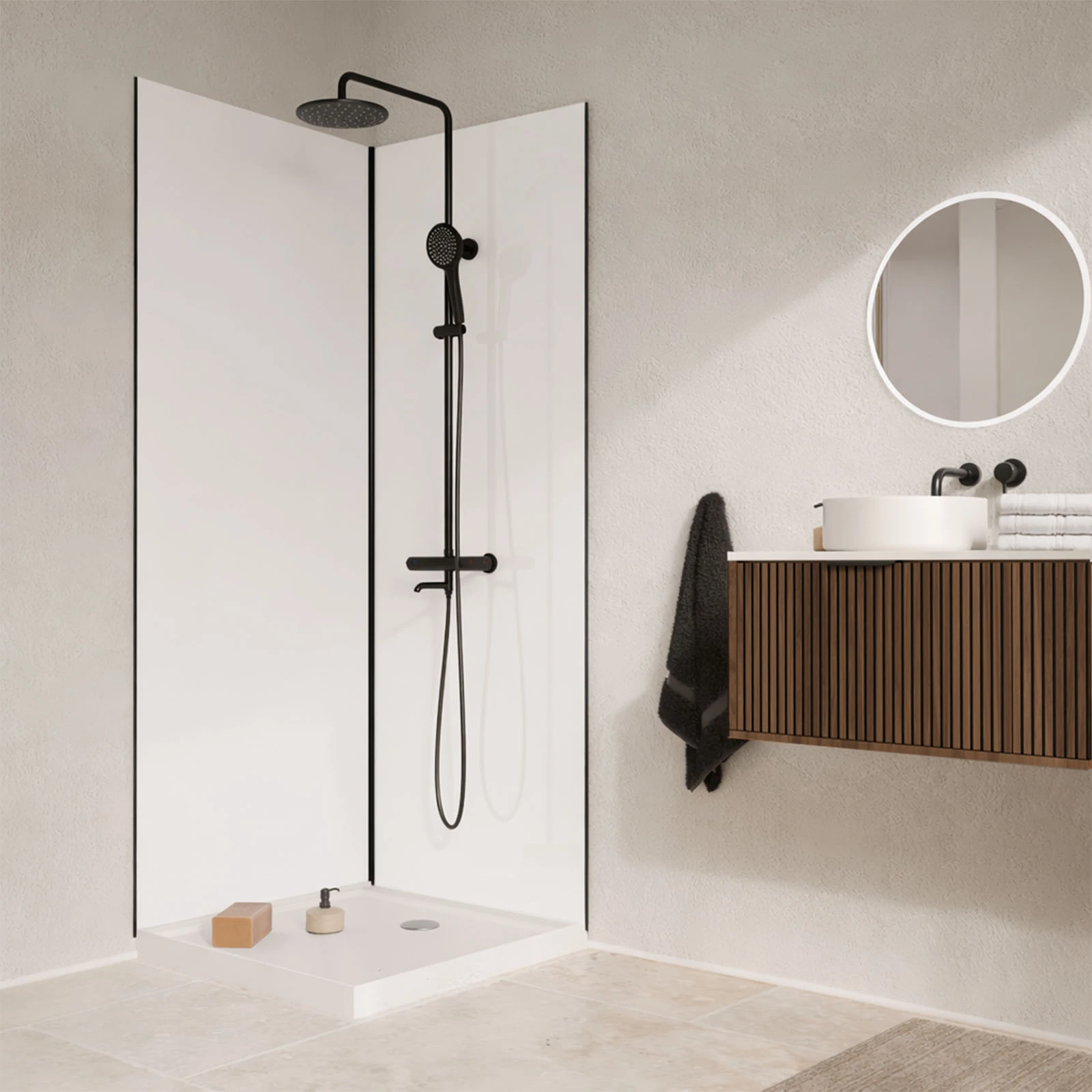 Pack 2 Panneaux Muraux en Aluminium Blanc 80x210cm + Profilés Noir - WALL'IT