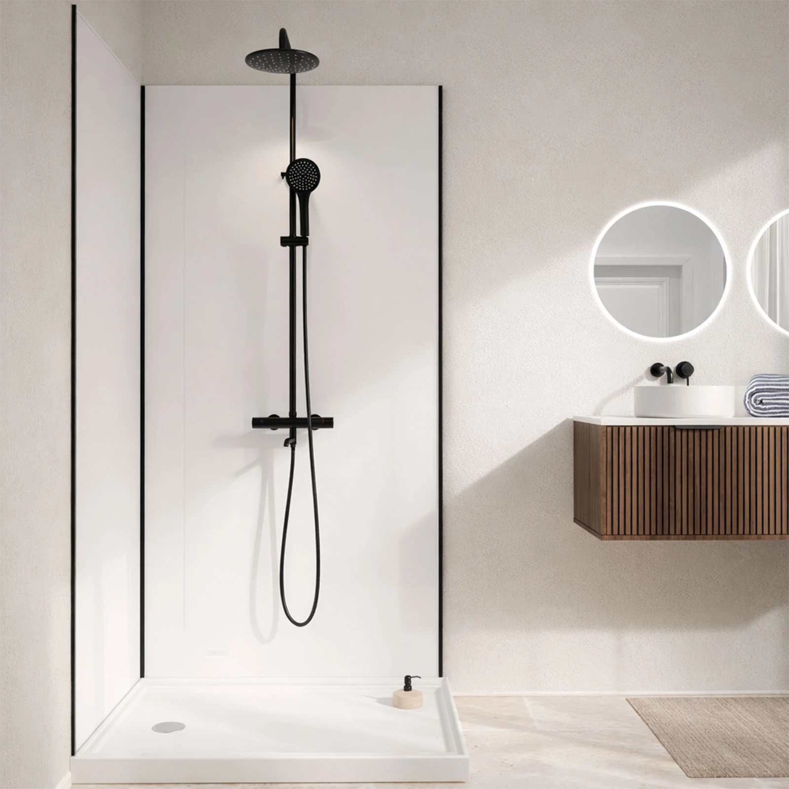 Pack 2 Panneaux Muraux en Aluminium Blanc 80+120x210cm + Profilés Noir - WALL'IT