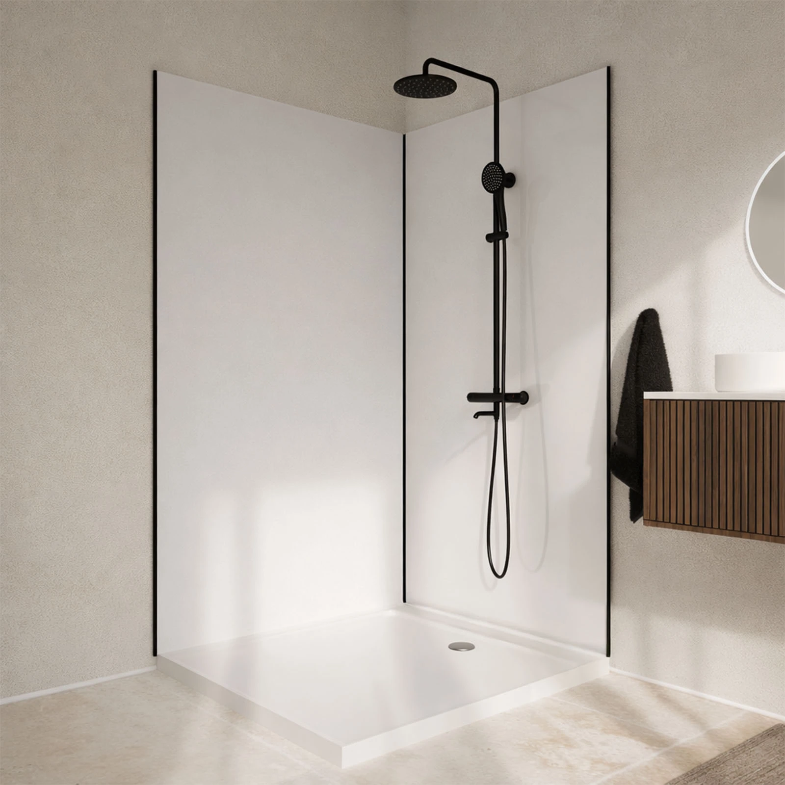 Pack 2 Panneaux Muraux en Aluminium Blanc 120x210cm + Profilés Noir - WALL'IT