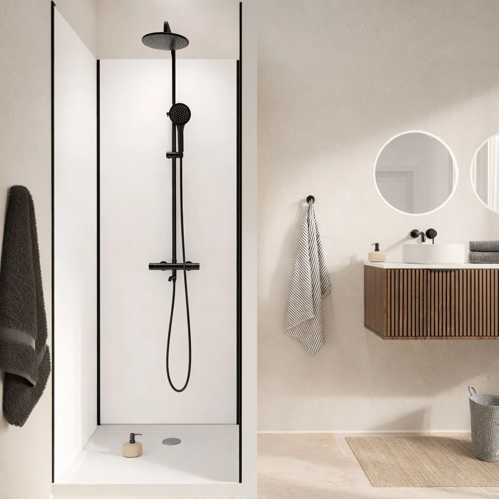 Pack de 3 Panneaux Muraux Aluminium Blanc 80x210 cm avec Profilés Noirs - WALL'IT