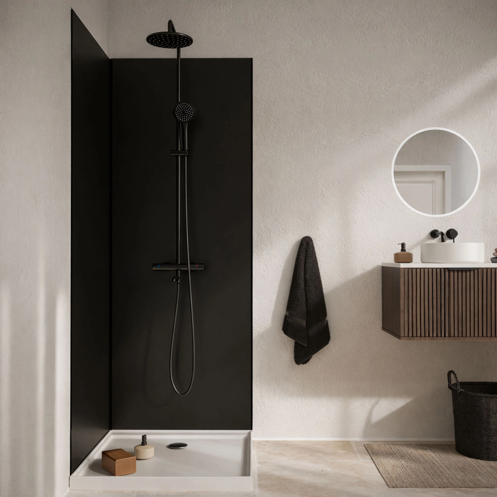 Pack 2 Panneaux Muraux en Aluminium Noir 90x210 cm + Profilés Noir - WALL'IT