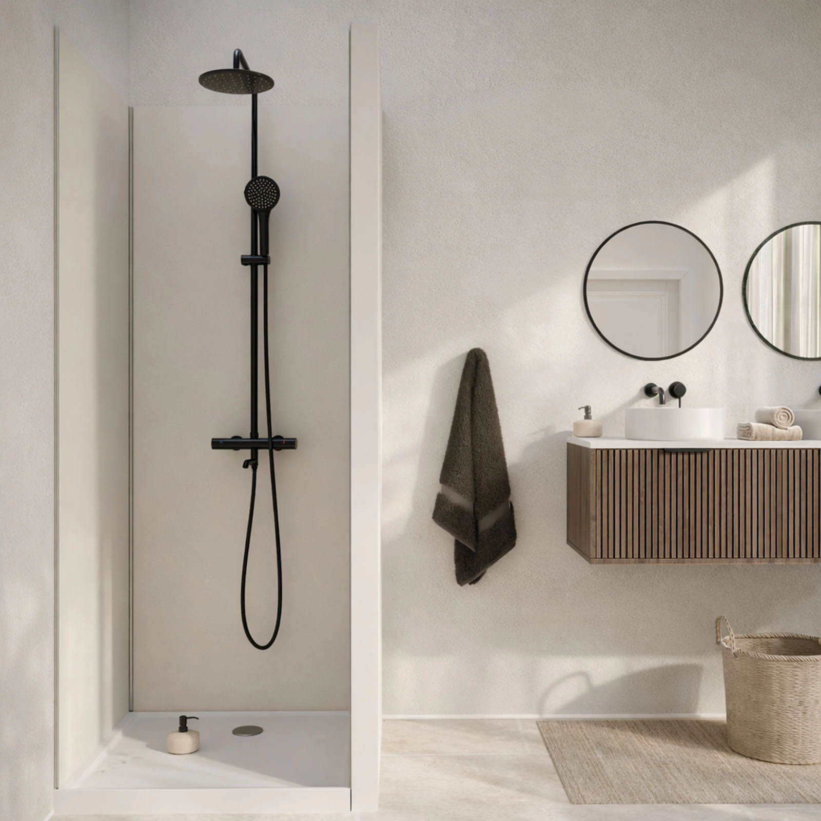 Pack 3 Panneaux Muraux Aluminium Ivoire 90x210 cm avec Profilés Chrome - WALL'IT