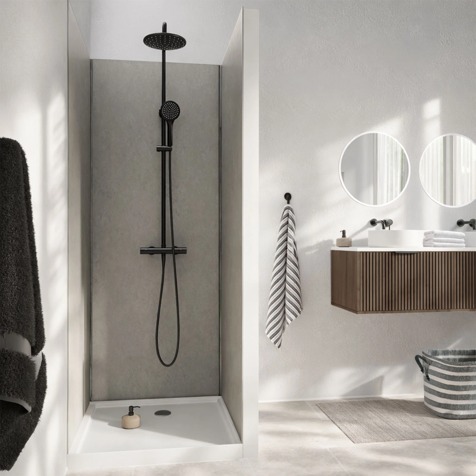 Pack 3 Panneaux Muraux Pierre Light Grey 90x210cm et Profilés Chrome - STONE'IT