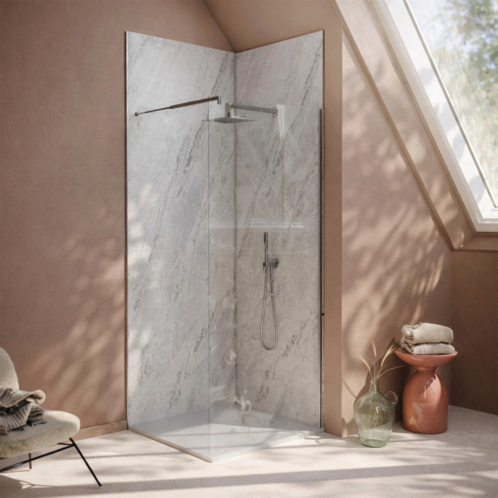 Pack 2 Panneaux Muraux Pierre Artic Storm 90x250cm + Profilés Chrome - STONE'IT