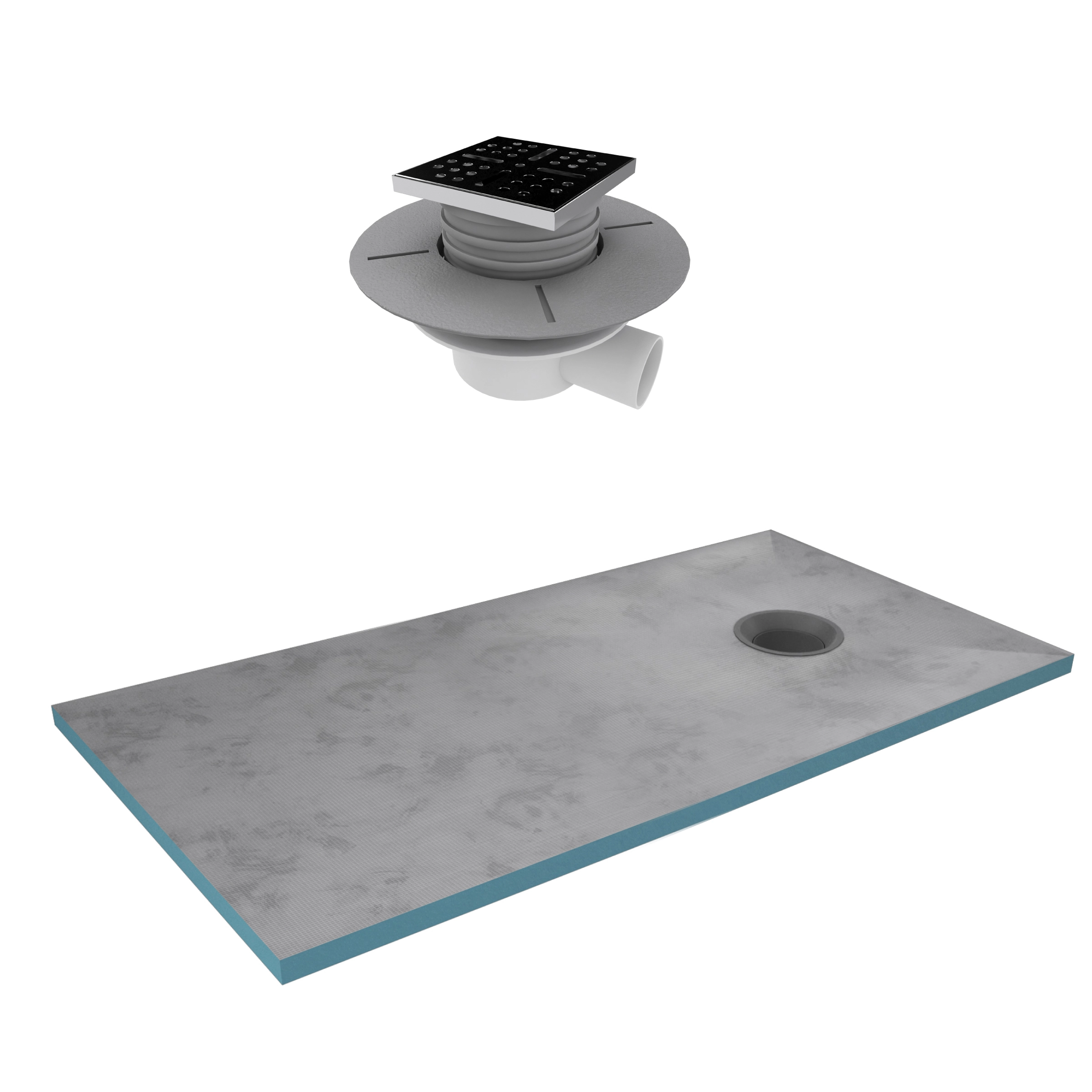 Receveur de Douche à Carreler 90x160 cm avec Bondes à Sortie Horizontale - Grille Noire