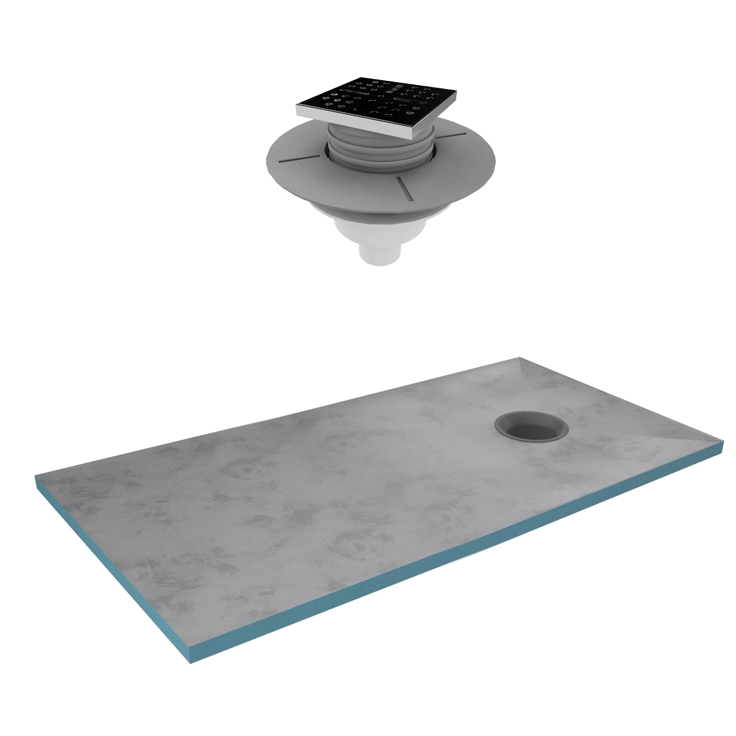 LOT de 10 Receveurs de Douche à Carreler 160x90 cm avec Bondes à Sortie Horizontale - Grille Inox