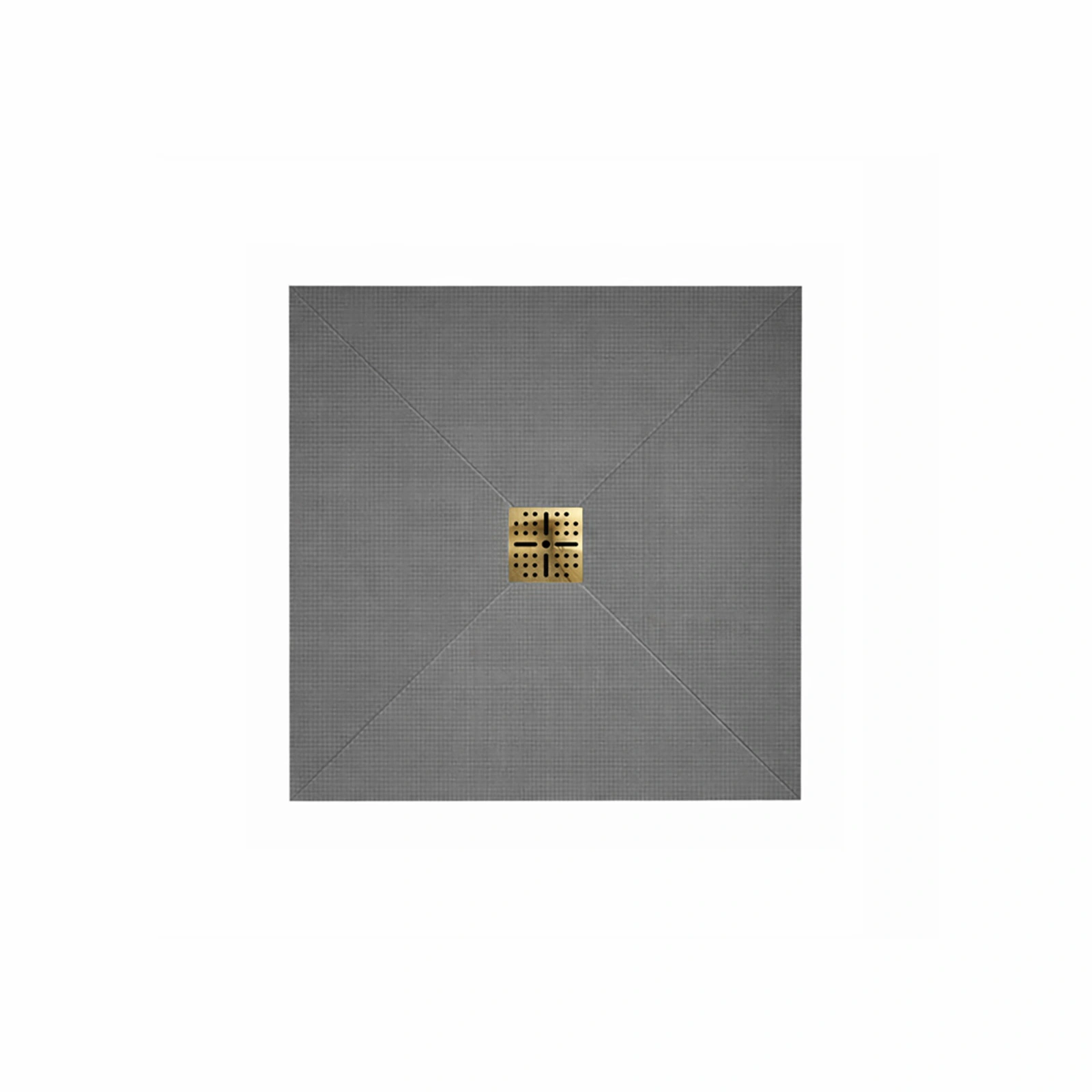 Receveur de Douche à Carreler 90x90cm avec Bonde à Sortie Horizontale - Grille Finition Or Brossé