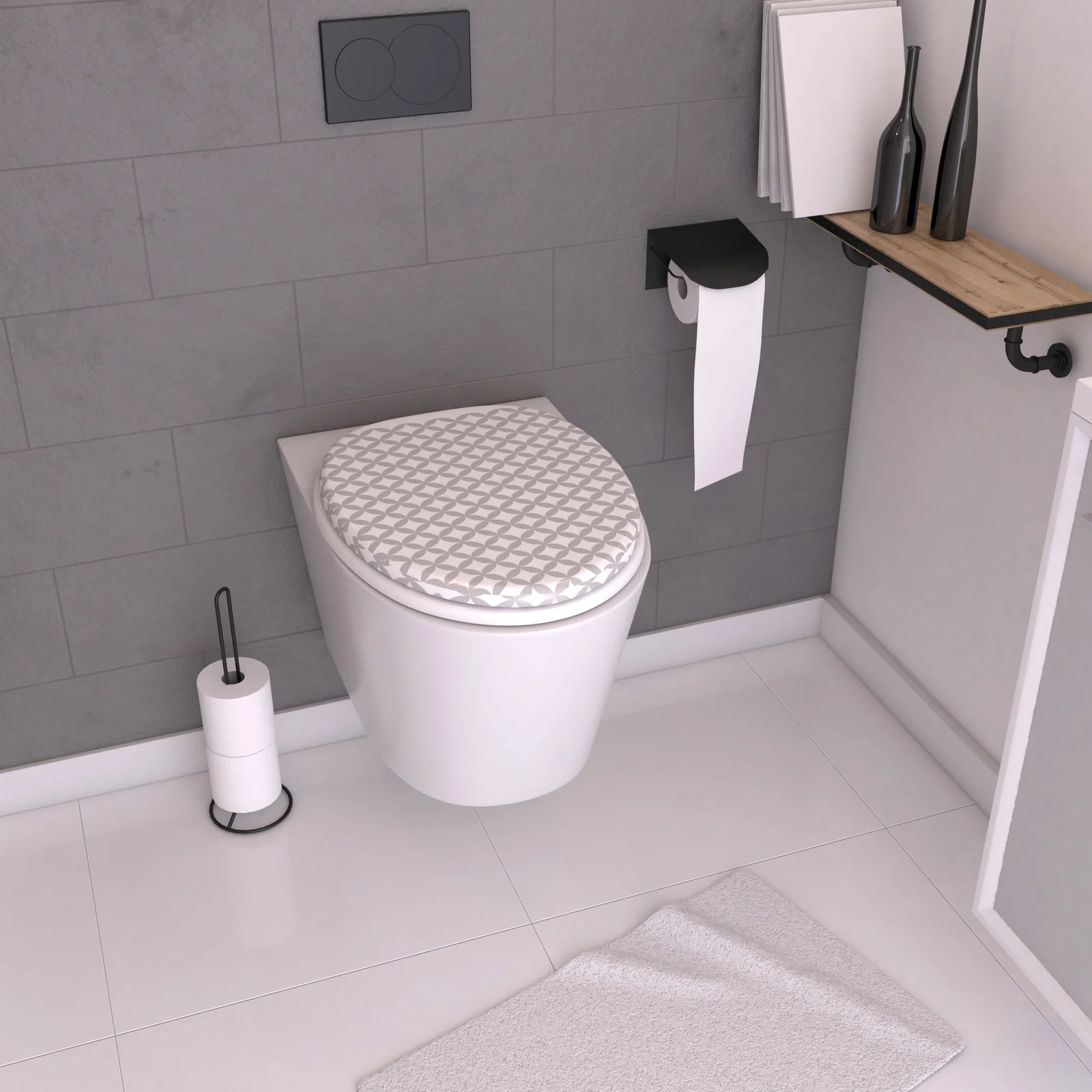 Abattant de toilette universel - Double frein de chute - PP - déclipsable Abattant de toilette universel - Double frein de chute - PP - déclipsable