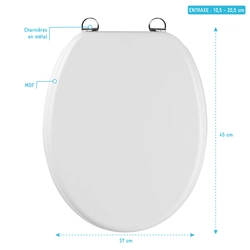 Abattant pour WC BLANC MAT - en MDF et charnières en métal - WHITE MAT