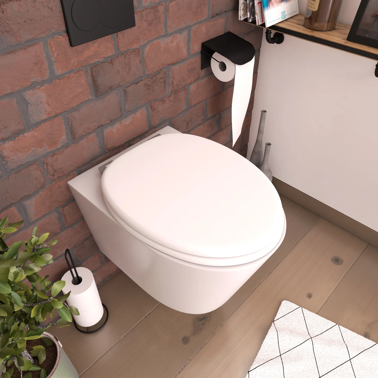 Abattant pour WC BLANC MAT - en MDF et charnières en métal - WHITE MAT Abattant pour WC BLANC MAT - en MDF et charnières en métal - WHITE MAT