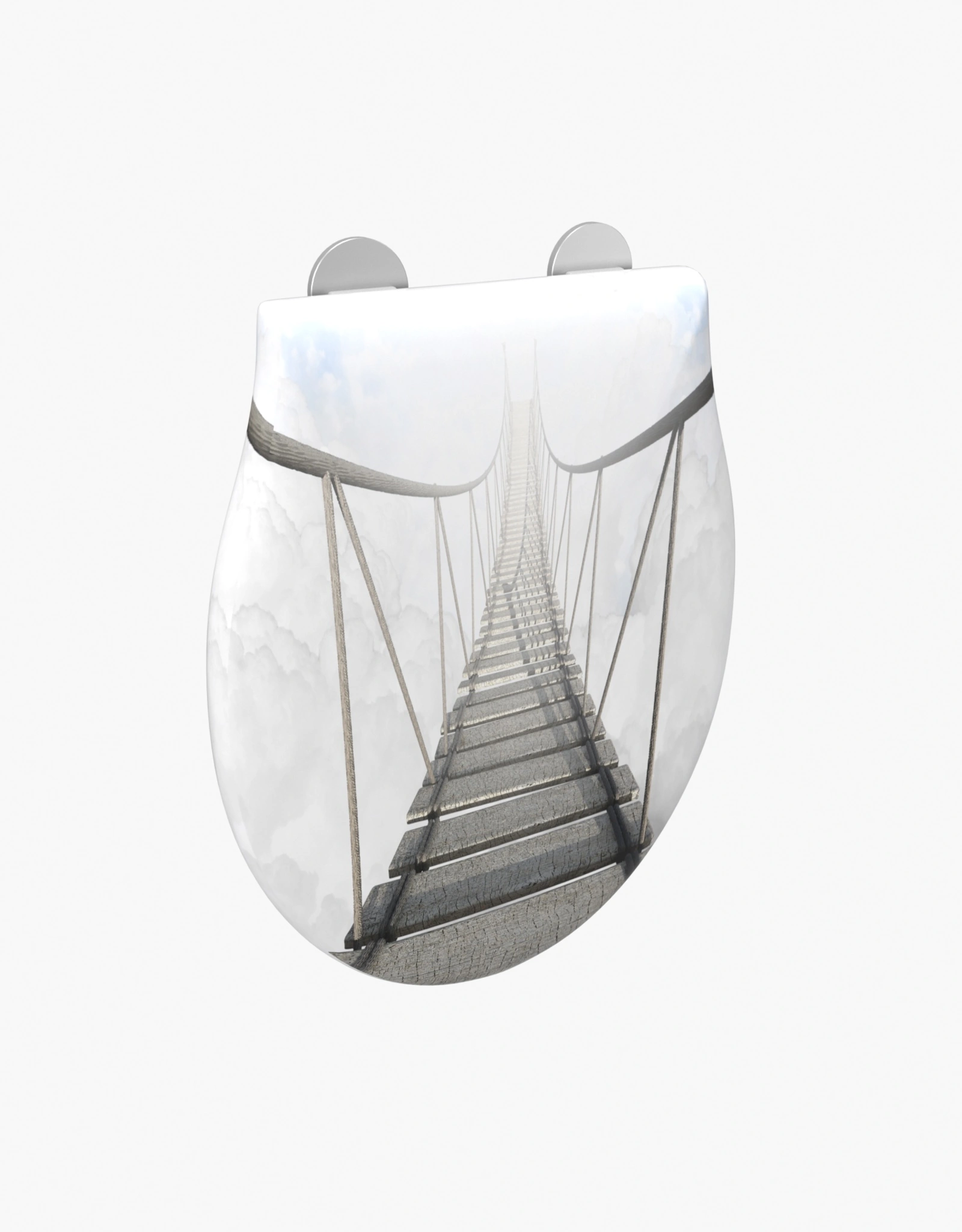 Abattant Thermodur motif 'PONT SUSPENDU' Gris et Blanc - Double frein et Charnières Déclipsables Abattant Thermodur motif 'PONT SUSPENDU' Gris et Blanc - Double frein et Charnières Déclipsables