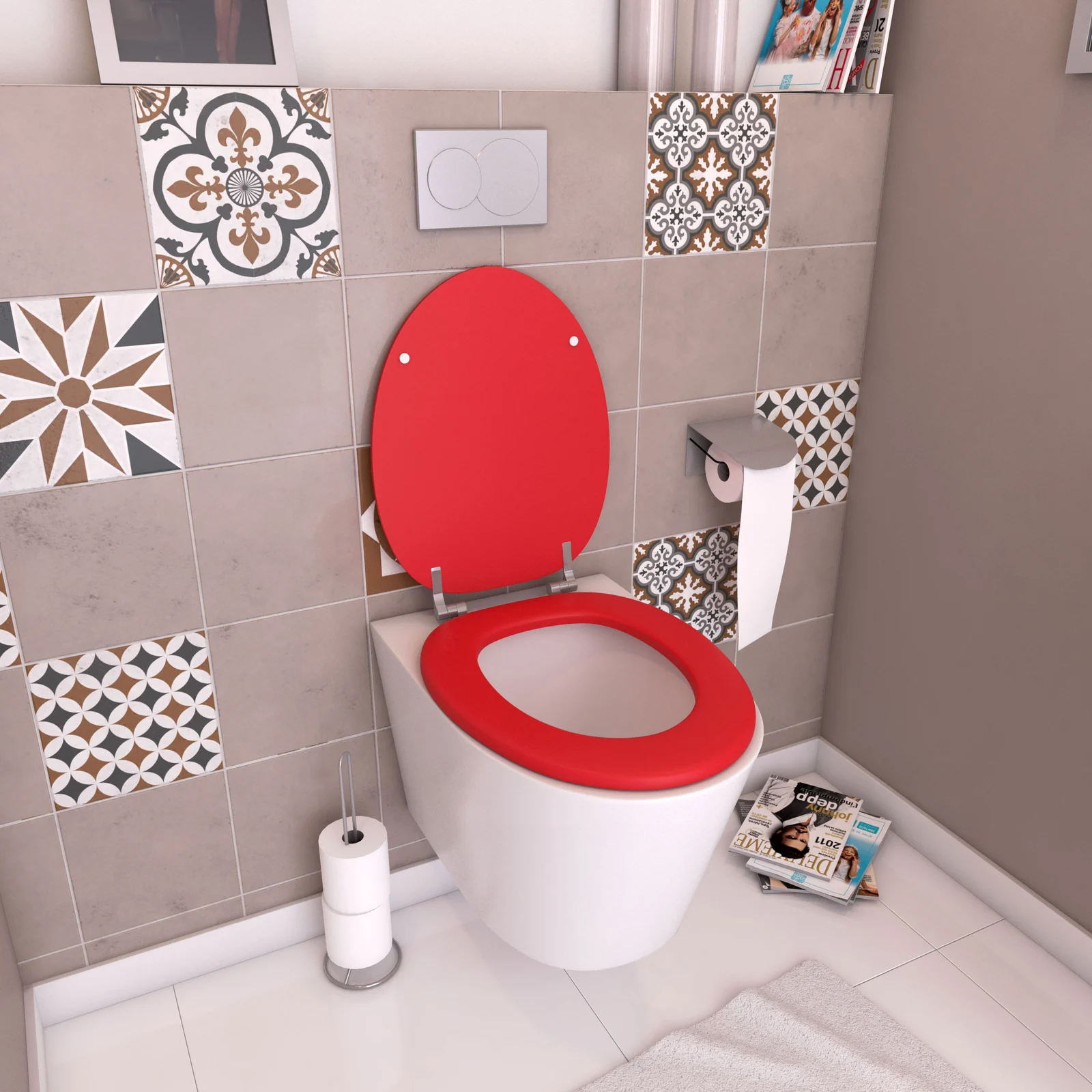 Abattant WC - en MDF avec charnières en métal réglables - WHISY RED Abattant WC - en MDF avec charnières en métal réglables - WHISY RED