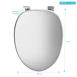 Abattant WC - en MDF avec charnières en métal réglables - WHISY SILVER