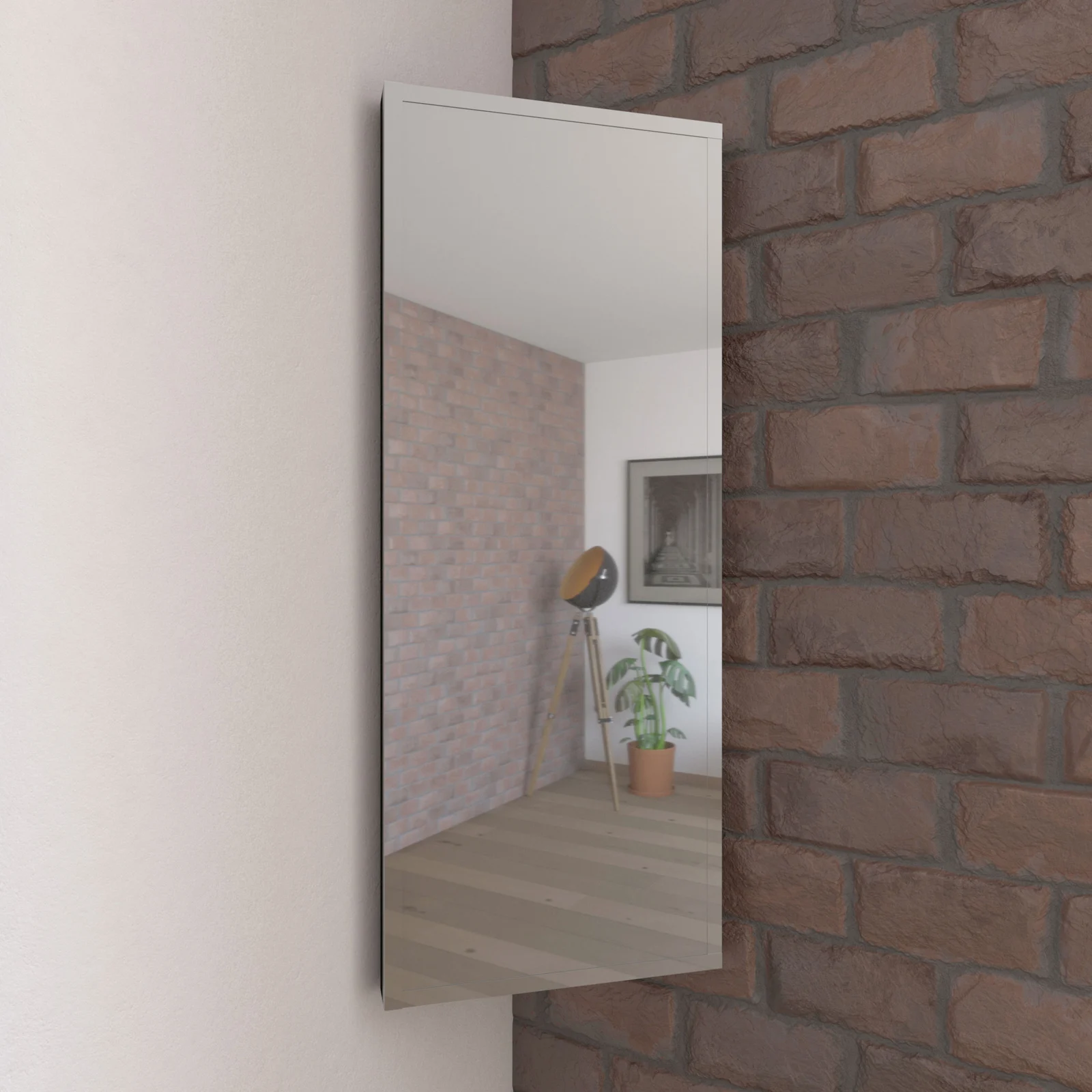 ARMOIRE MIROIR EN ACIER INOXYDABLE POUR COIN - 80x30x175 ARMOIRE MIROIR EN ACIER INOXYDABLE POUR COIN - 80x30x175