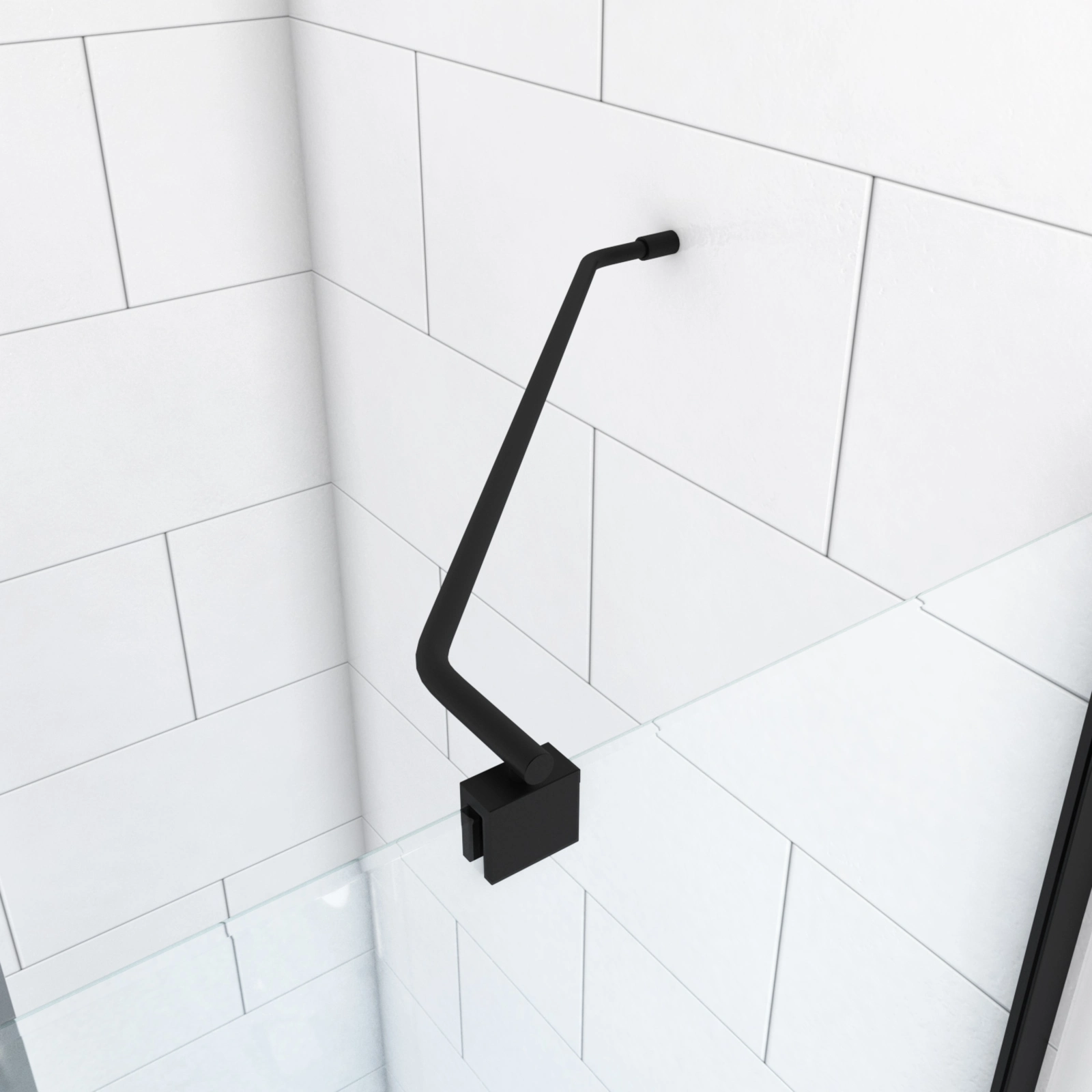 Barre de fixation d'angle noir mat pour douche a l'italienne