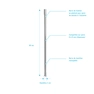 Barre de fixation plafond pour douche a l'italienne  - BARRE DE FIXATION PLAFOND 60cm RECOUPABLE