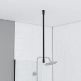 Barre de fixation plafond pour douche a l'italienne laque NOIR MAT - 60cm RECOUPABLE