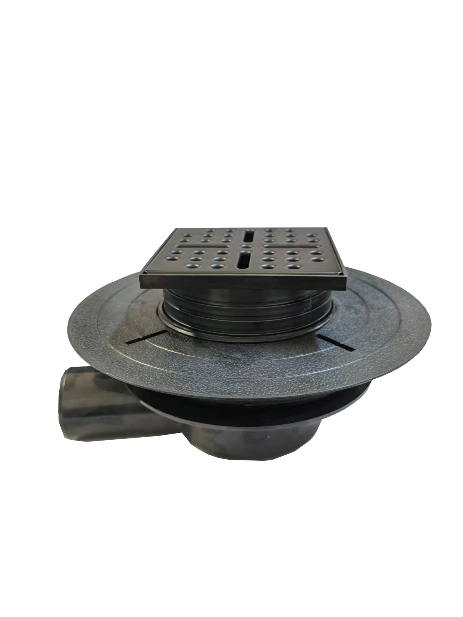 Bonde Ã  sortie HORIZONTALE pour receveur Ã  carreler RAINY et HIGH RAINY - Grille Inox Noir