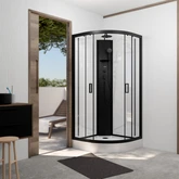 Cabine de douche 1/4 de cercle 85x85x210/235 cm - Receveur + Fonds Blancs / Colonne + Profil