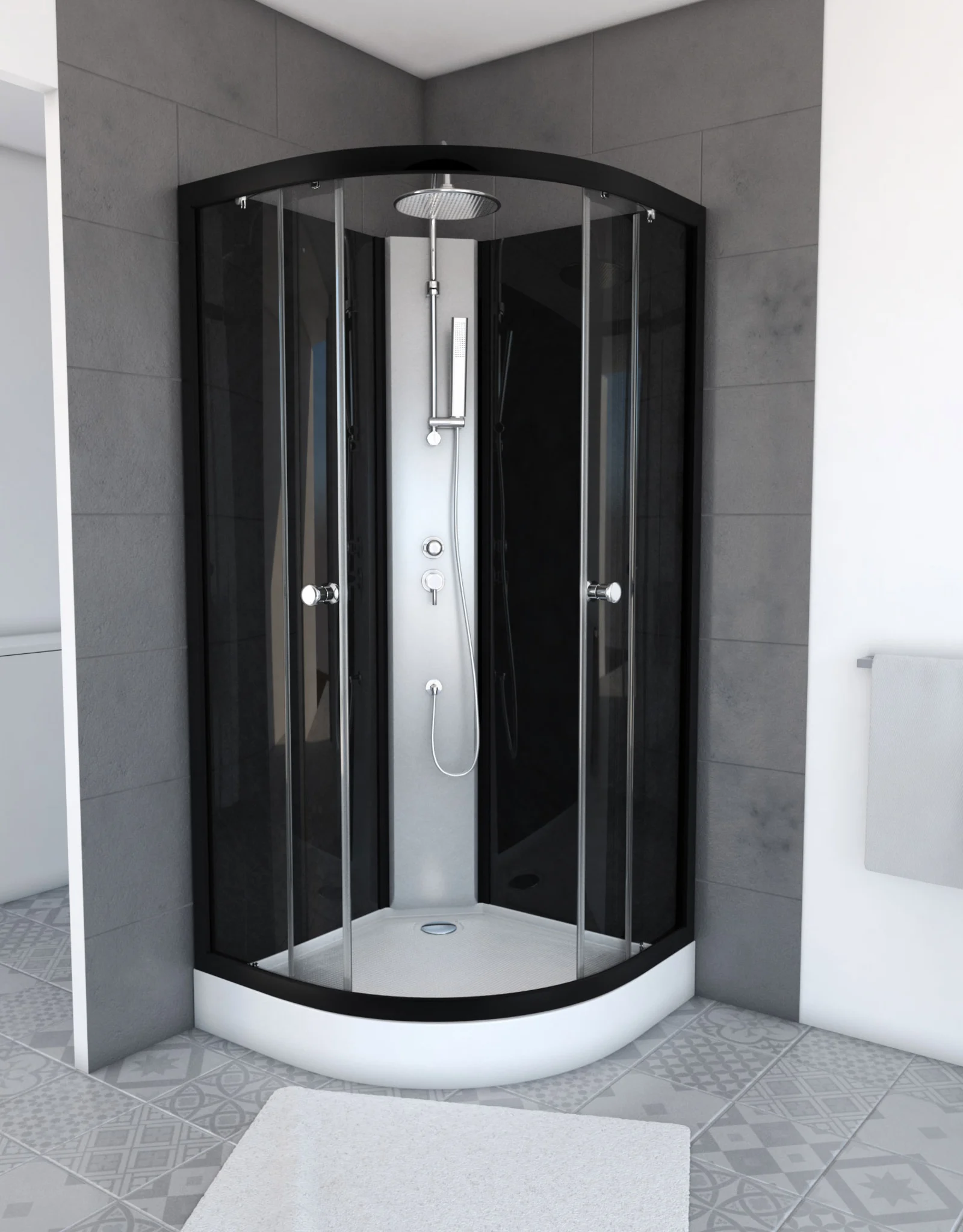 Cabine de douche 1/4 de cercle 85x85x225cm - NEBULA