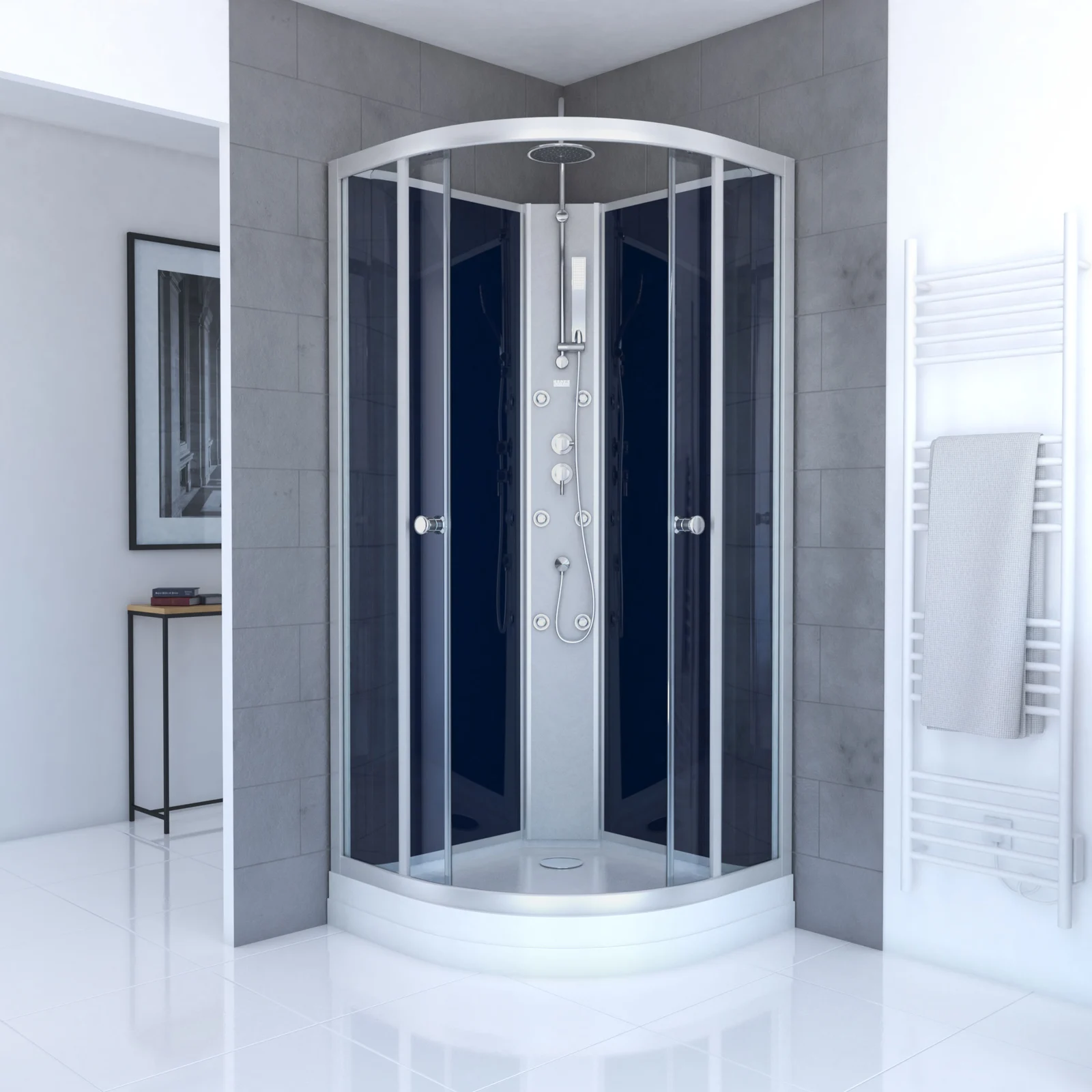 Cabine de douche 1/4 de cercle - 85x85x225cm - NIGHTY Cabine de douche 1/4 de cercle - 85x85x225cm - NIGHTY