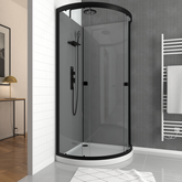 Cabine de douche 1/4 de cercle 90x90x207/222 cm - Receveur bas - Fonds Gris Profil