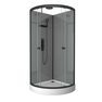 Cabine de douche 1/4 de cercle 90x90x215 cm - Fonds Gris Profilés Noir Mat - FOGGY