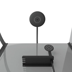 Cabine de douche 1/4 de cercle 90x90x215 cm - Fonds Gris Profilés Noir Mat - FOGGY