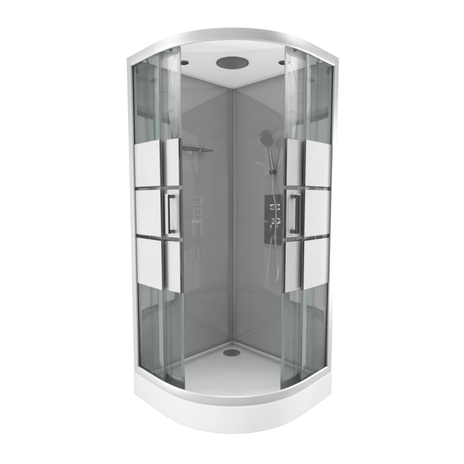 Cabine de douche 1/4 de cercle 90x90x215cm avec bande depolie - SILVERY STRIPE ROUND Cabine de douche 1/4 de cercle 90x90x215cm avec bande depolie - SILVERY STRIPE ROUND