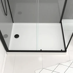 Cabine de douche 110x80x209 cm - Receveur bas - Fonds Gris Profilés Noir Mat - FOGGY LOW