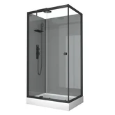 Cabine de douche 110x80x215 cm - Fonds Gris Profilés Noir Mat - FOGGY