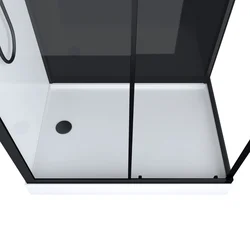 Cabine de douche 110x80x215cm - Verre Trempé - Mitigeur Noir - DUALITY RECTANGLE