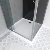 Cabine de douche  90x90cm carrée porte pivotante - avec bande effet miroir - SQUARE STRIPE