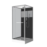 Cabine de douche  90x90cm carrée porte pivotante - avec bande effet miroir - SQUARE STRIPE