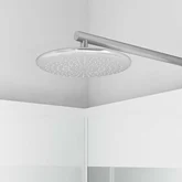 Cabine de douche blanche 90x90cm carrée porte pivotante - avec bande effet miroir - SQUARE STRIPE