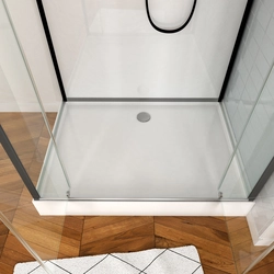 Cabine de douche carrée 110x80x230cm - extra blanc et profilé noir mat - LUNAR SQUARE 110