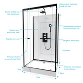 Cabine de douche carrée 110x80x230cm - extra blanc et profilé noir mat - LUNAR SQUARE 110