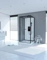 Cabine de douche carrée 80x80x230cm - extra blanc et profilé noir mat -  LUNAR SQUARE 80