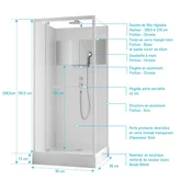 Cabine de Douche Carrée 90x90cm Porte Pivotante - Blanche - Bande Effet Miroir - SQUARE STRIPE