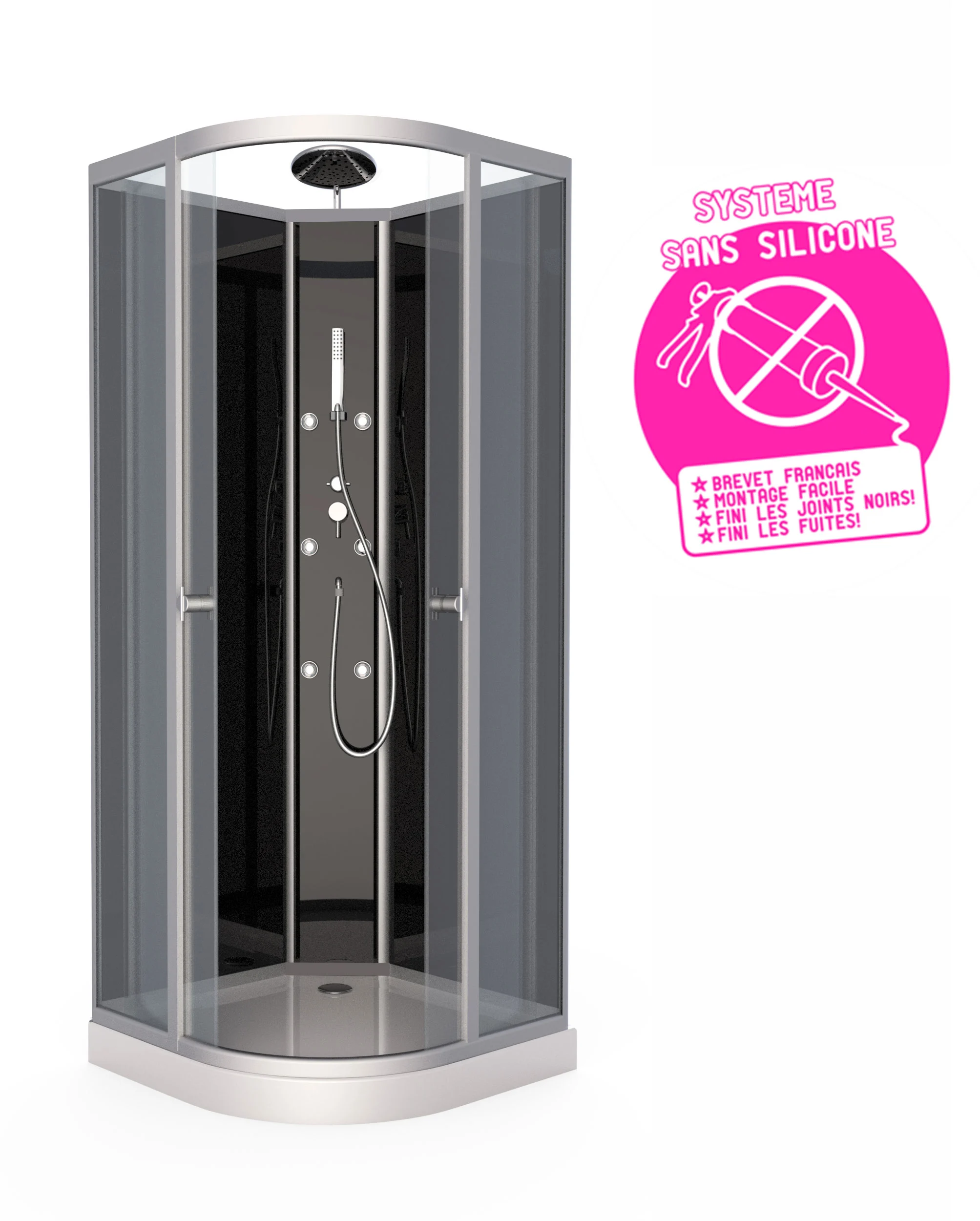 Cabine de douche GLOOMY 1/4 de cercle